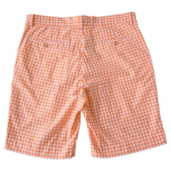 NEW Polo Ralph Lauren Gingham Shorts! Orange & White Check Suffield Style Cotton - Picture 2 of 4